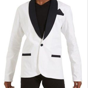 Mens's White & Black Twill Blazer